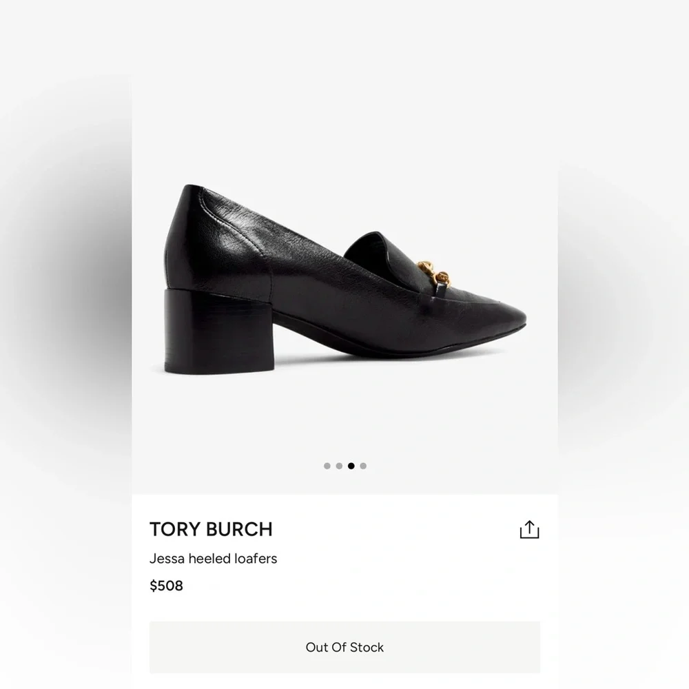 New Tory Burch Jessa heeled horse- head loafers, black leather sz 8.5. - Picture 2 of 16